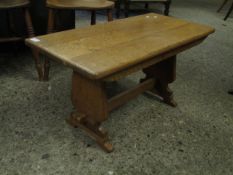 GOOD QUALITY OAK FORMED PLANK TOP COFFEE TABLE