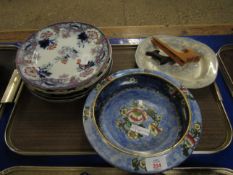 19TH CENTURY PLATES, GRIM WADES LUSTRE BOWL ETC