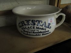 BLUE PRINTED CRYSTAL PALACE MODEL AS USED IN ROYAL RESIDENCE AND FASHIONABLE HOMES CHAMBER POT