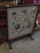 OAK FRAMED EMBROIDERED FIRE SCREEN