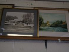 FRAMED PHOTOGRAPH OF PULL S FERRY IN THE WINTER, TOGETHER WITH A FURTHER FRAMED PRINT (2)