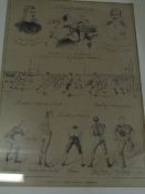 AFTER J LINSDALE, BLACK AND WHITE PRINT, "FOOTBALL AT LEEDS - DURHAM V YORKSHIRE", 33 X 24CM