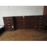 TOP SECTION OF A HABERDASHERY TYPE UNIT WITH FIFTEEN DRAWERS WITH BRASS CUP HANDLES