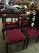 SET OF FOUR 19TH CENTURY MAHOGANY BAR BACK DINNING CHAIRS ON TURNED FRONT LEGS AND DROP IN SEATS