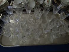 TRAY GOOD QUALITY CUT WINE GLASSES