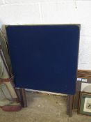 OAK FRAMED SQUARE FOLDING CARD TABLE WITH BLUE BAIZE TOP