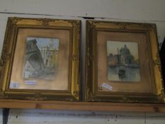 TWO VICTORIAN GILT FRAMED VENETIAN PRINTS