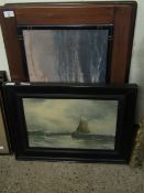 EBONISED FRAMED SHIPPING PRINT TOGETHER WITH TWO TEAK FRAMED SHIPPING PRINTS FOUR BELLS AND EIGHT