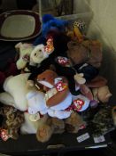 BOX ASSORTED TY SOFT TOYS, TO INCLUDE TEDDY BEARS AND ANIMALS ETC