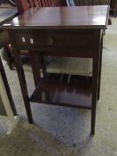 MAHOGANY FRAMED BEDSIDE TABLE WITH SINGLE FULL WIDTH DRAWER AND OPEN SHELF