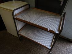 VINTAGE METAL FRAMED TEA TROLLEY