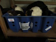 BLUE TUB CONTAINING ASSORTED SOFT TOYS