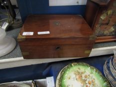 19TH CENTURY WALNUT WRITING SLOPE WITH BRASS CORNERS