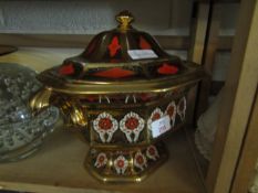 MODERN GILT CROWN DERBY STYLE TUREEN AND LID