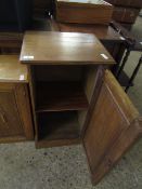 OAK FRAMED BEDSIDE CUPBOARD WITH BRASS SWING HANDLE