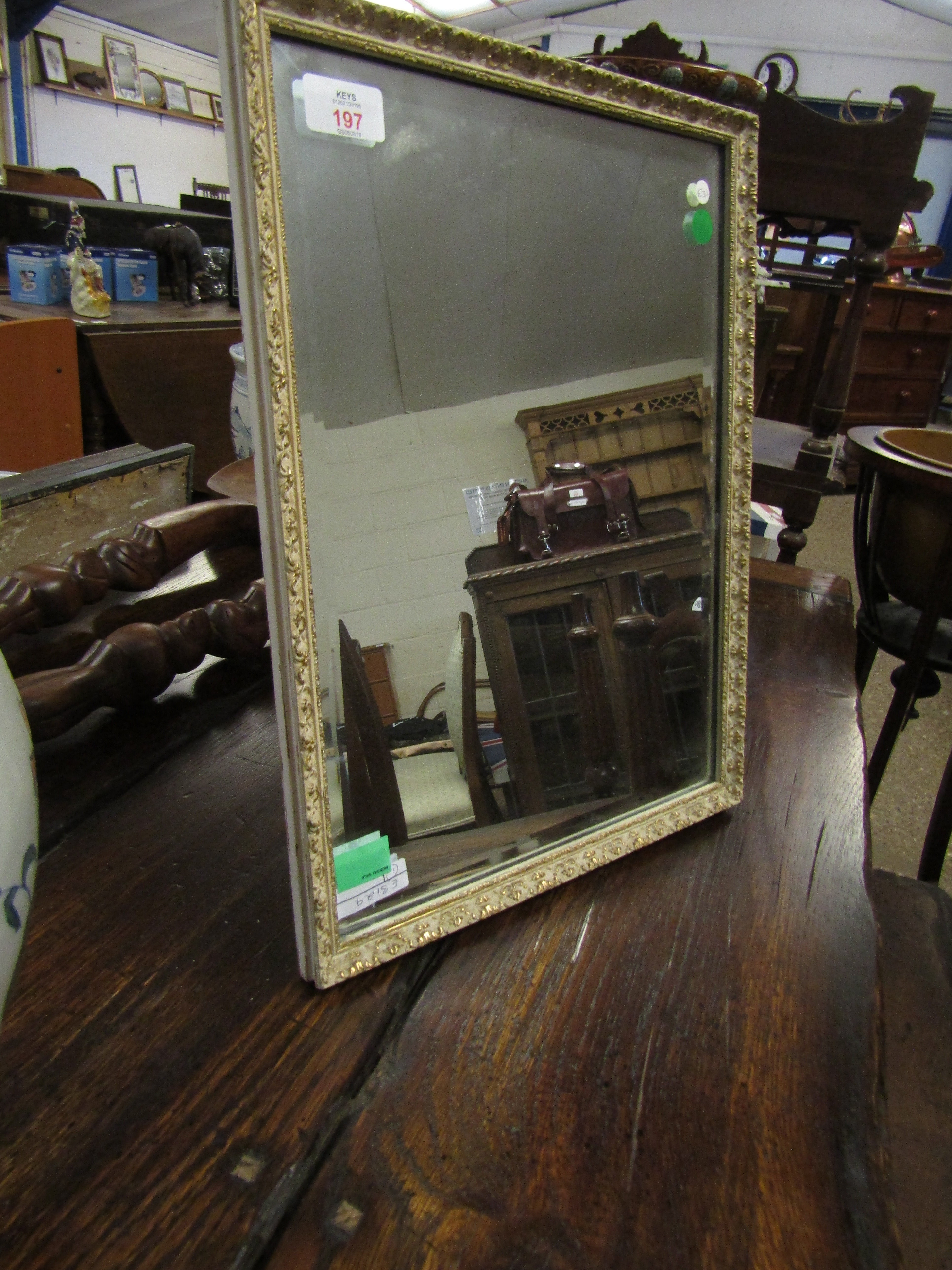 WHITE FRAMED EASEL BACK MIRROR WITH BEVELLED GLASS