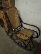 BENTWOOD FRAMED ROCKING CHAIR WITH CANE SEAT AND BACK