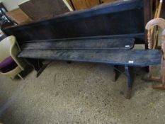 PAIR OF BLUE PAINTED BENCHES WITH SHAPED ENDS