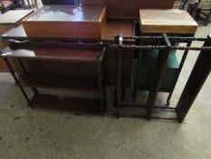 PAIR OF MAHOGANY WALL MOUNTED THREE TIER SHELVES WITH SPINDLE SUPPORTS (2)