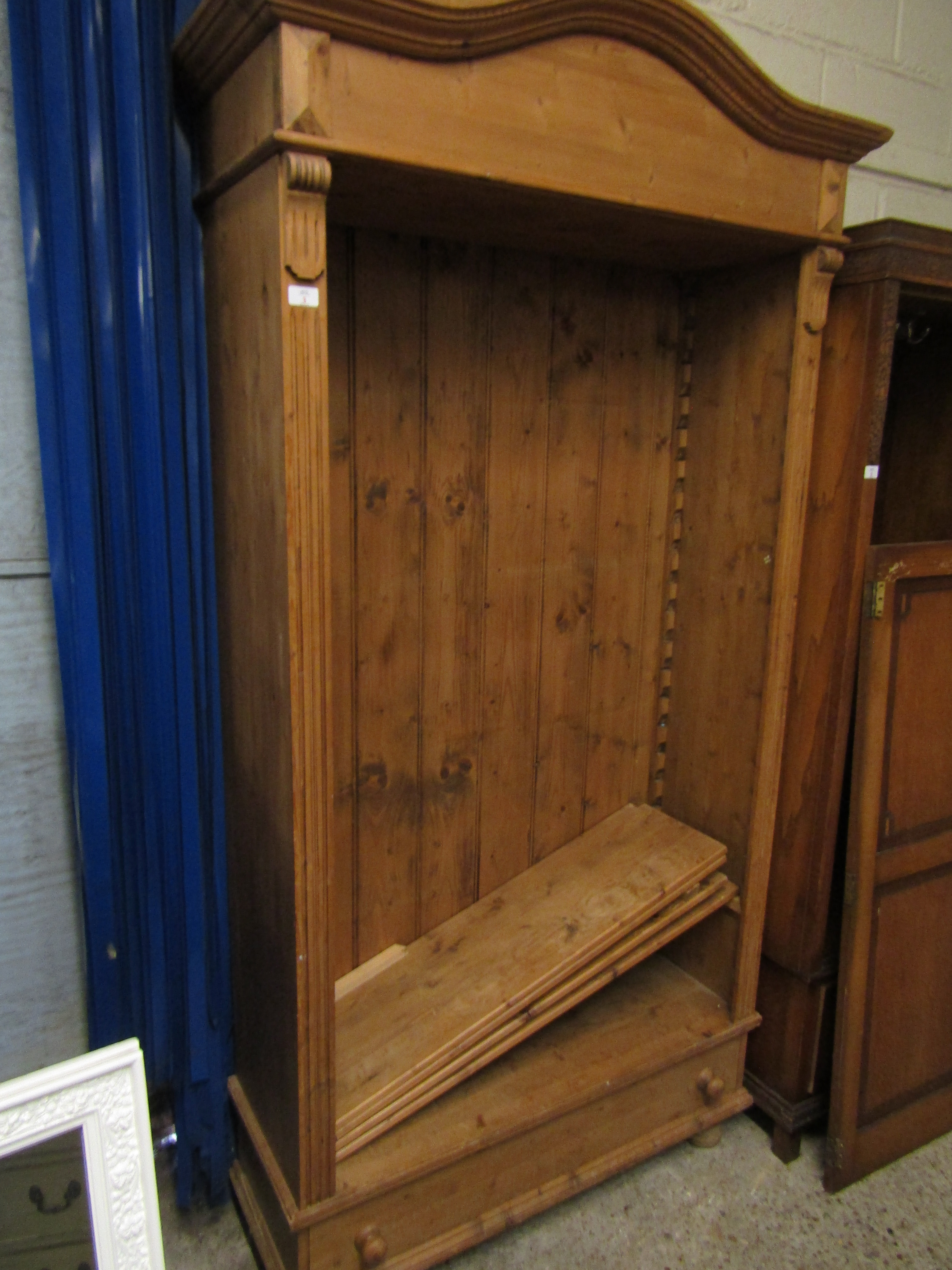 WAXED PINE FLOOR STANDING ADJUSTABLE SHELF BOOKCASE