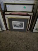 FOUR MIXED PICTURES, PRINTS, MAP OF NORFOLK ETC