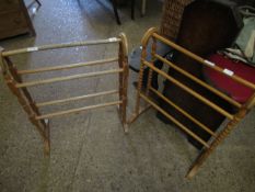 TWO BEECHWOOD ARCH TOP TOWEL RAILS