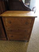 BEECHWOOD FRAMED SMALL PROPORTION THREE FULL WIDTH DRAWER CHEST WITH TURNED KNOB HANDLES