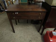 18TH CENTURY OAK TWO DRAWER SIDE TABLE WITH BRASS BUTTON HANDLE