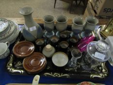 STONEWARE STUDIO POTTERY WATER SET, COFFEE CANS ETC