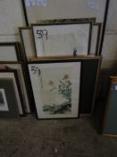 GROUP CONTAINING MIXED ORIENTAL FRAMED PRINTS ETC