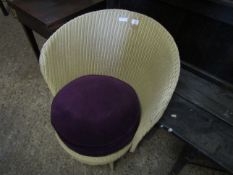 CREAM LLOYD LOOM CHAIR WITH PURPLE UPHOLSTERED SEAT