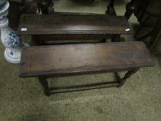 GOOD QUALITY OAK REFECTORY TABLE WITH TWO STOOLS