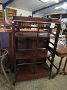 MAHOGANY FRAMED FOUR FIXED SHELF BOOKCASE WITH FULL DRAWER TO BASE WITH SPLAYED LEGS