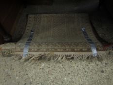 TWO SMALL FLOOR RUGS WITH REPEATING DESIGN