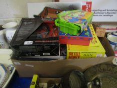 BOX CONTAINING MIXED CHILDREN'S TOYS, MINI DESK TOP TABLE FOOTBALL ETC