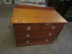 19TH CENTURY PINE TWO OVER TWO FULL WIDTH DRAWER CHEST WITH GLASS KNOB HANDLES