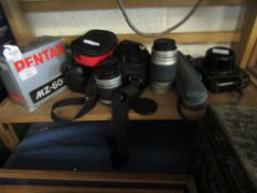 MIXED LOT OF CAMERA EQUIPMENT, PENTAX LENSES, CAMERA ETC