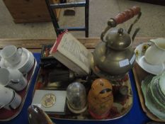 RUSSIAN DOLLS, BRASS TRIVET, KETTLE, ARTHUR MEE'S NORFOLK BOOK ETC