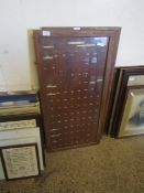 TWO MAHOGANY FRAMED GLAZED FRONTED COIN COLLECTORS DISPLAYS (NO COINS)