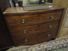 19TH CENTURY MAHOGANY BOW FRONTED THREE FULL WIDTH DRAWER CHEST
