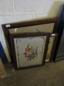 THREE ASSORTED OAK FRAMED EMBROIDERIES
