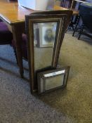 GILT FRAMED RECTANGULAR WALL MIRROR TOGETHER WITH A VENETIAN TYPE MIRROR