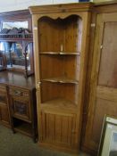 WAXED PINE FLOOR STANDING CORNER CUPBOARD