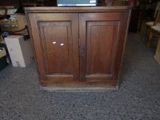 OAK FRAMED SIDE CUPBOARD WITH TWO PANELLED DOORS AND BUTTON HANDLE