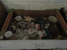 BOX CONTAINING WADE VIKING SHIPS, SHELL ORNAMENTS ETC