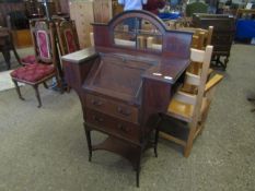 ART NOUVEAU MAHOGANY LADIES BUREAU WITH GLAZED SECTIONAL PLINTH WITH DROP FRONT OVER TWO FULL