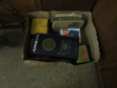 BOX CONTAINING AN ALPINE 6267 SPEAKER, A PIONEER CAR CD PLAYER, A BUSH BAKELITE RADIO ETC