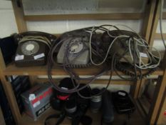 THREE BROWN PLASTIC TELEPHONES