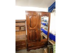 LARGE CARVED WARDROBE WITH BEVELLED EDGED MIRROR, WIDTH 118CM