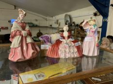 COLLECTION OF TWO ROYAL DOULTON FIGURES COMPRISING BELLE-O-THE-BALL HN1997, MISS DEMURE HN1402 AND A